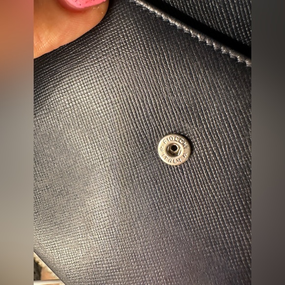 PRADA Logo Plate Tri-Fold Wallet Saffiano Leather Black Used Authentic - Picture 7 of 14